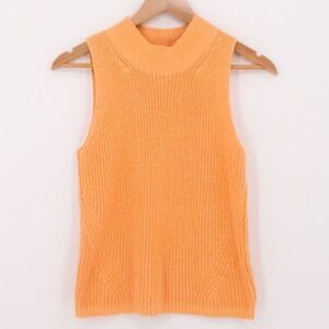 Loft Mock Neck Sleeveless Sweater Womens Euro Summer Orange Layering ‎ Size XS